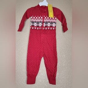 Hanna Anderson night night sleeper 18-24 cotton onesie Christmas red fair isle